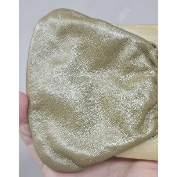 Vintage Green Italian Leather Cream Marbled Tortoise Shell Kiss Lock Coin Purse - Picture 2 of 8